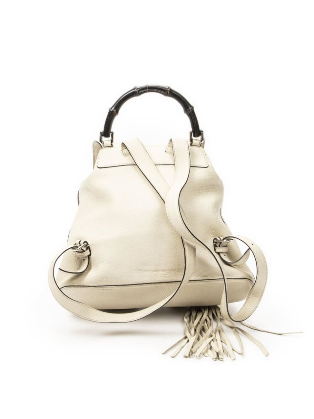 Gucci Bamboo Backpack Tassel Ivory Gray Calfskin Leather - Picture 5 of 10
